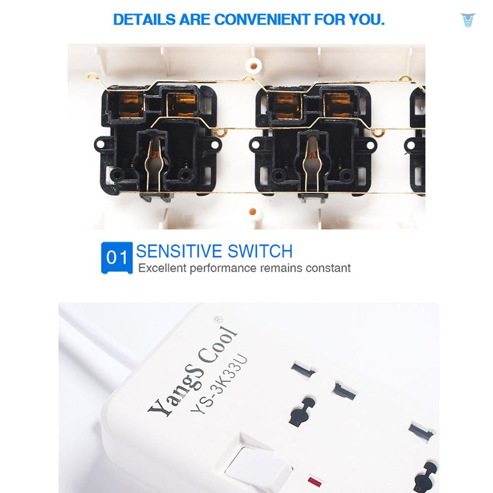 Ổ Cắm Điện Đa Năng Với Cổng USB Và Dây Cáp UK 250V 10A 2M