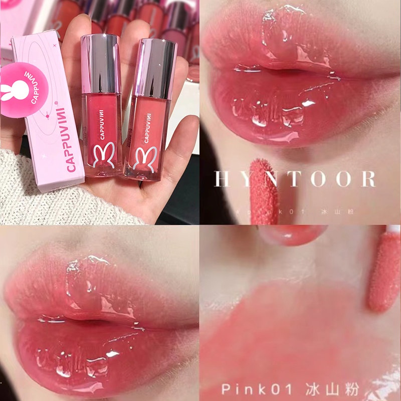 Son Môi Cappuvini Dưỡng Ẩm Chống Nước 9 Màu Sắc Tùy Chọn Thiết Kế Vỏ Hình Thỏ Hồng Dễ Thương