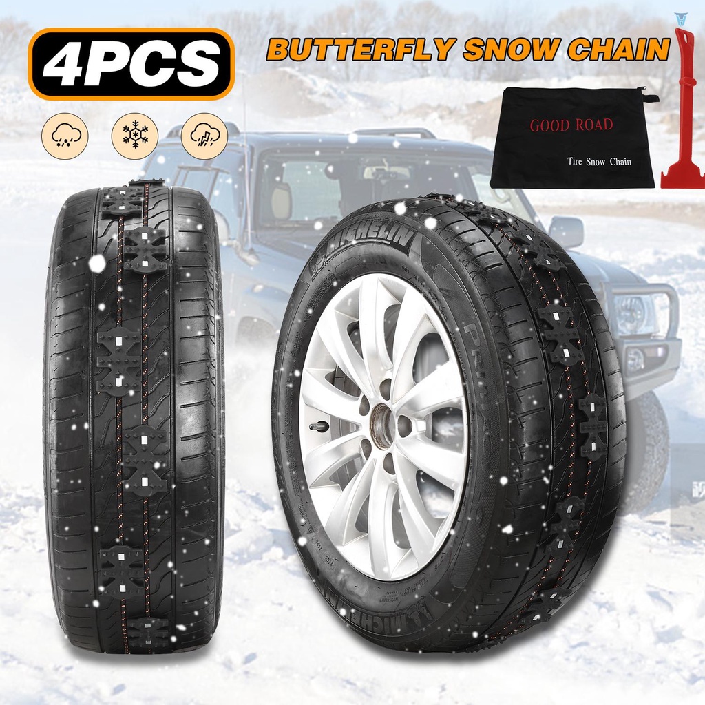 Bộ 4 Dây Xích Khẩn Cấp Chống Trượt Tuyết Màu Đen Thông Dụng Cho Xe Hơi Xe Tải SUV MPV