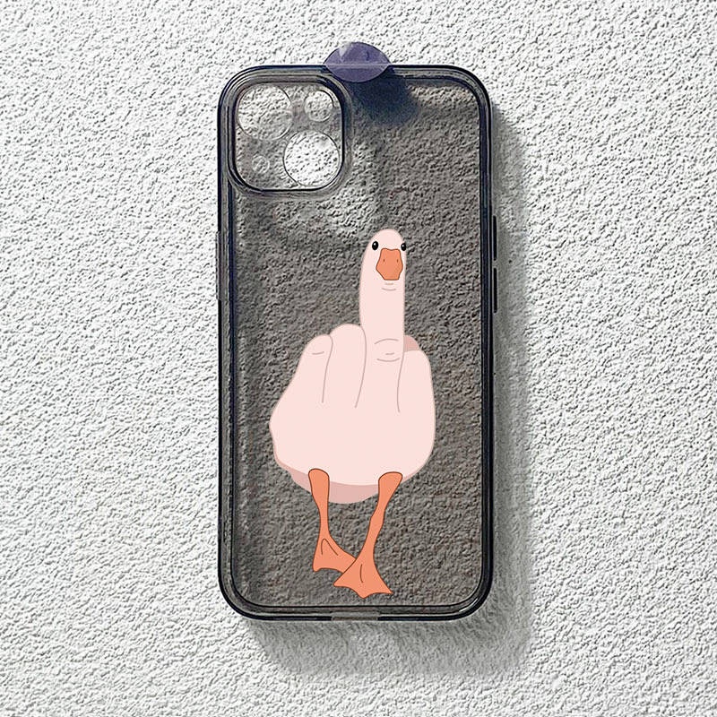 Personalized Funny Middle Finger Duck Apple 14 Phone Case Iphone13pro Transparent 12 All-Inclusive 11 Drop-Resistant Xsmax Tide nIWv