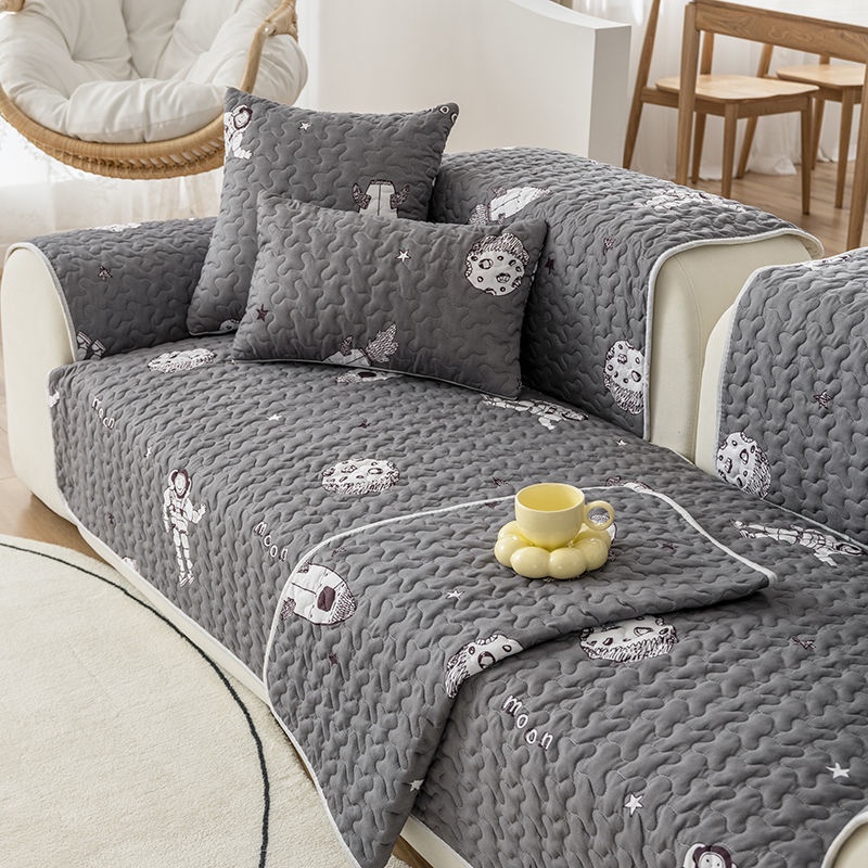 Đệm Lót Ghế Sofa Vải Cotton Chống Trượt Họa Tiết Hoạt Hình Dễ Thương