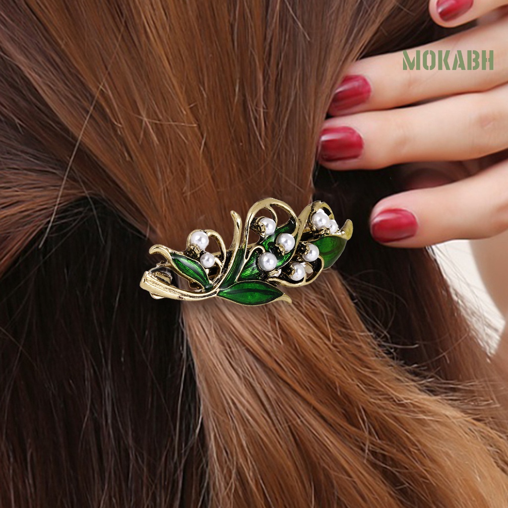 Kẹp Tóc Hình Lá Xanh Chống Trượt Kiểu Dáng Thanh Lịch