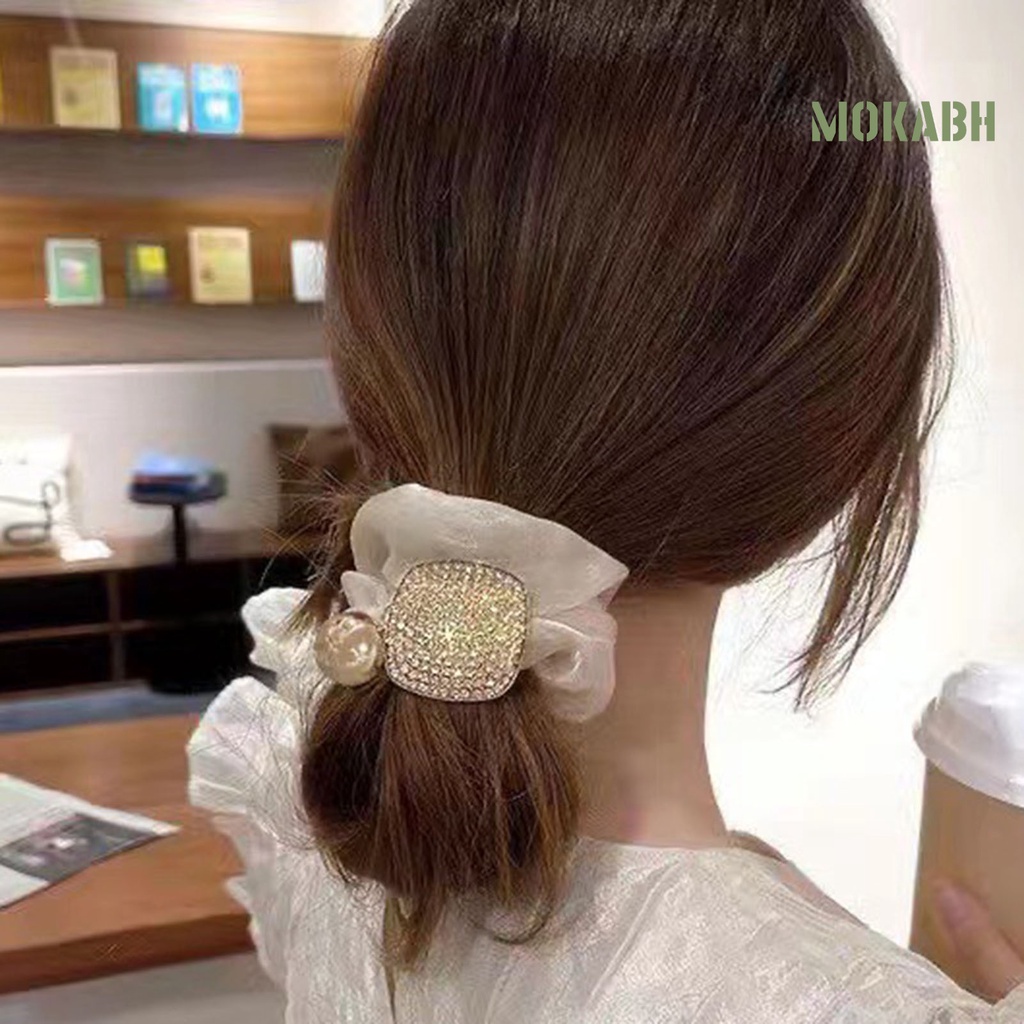 Dây Cột Tóc Co Giãn Đính Ngọc Trai Nhân Tạo Thời Trang Dành Cho Nữ