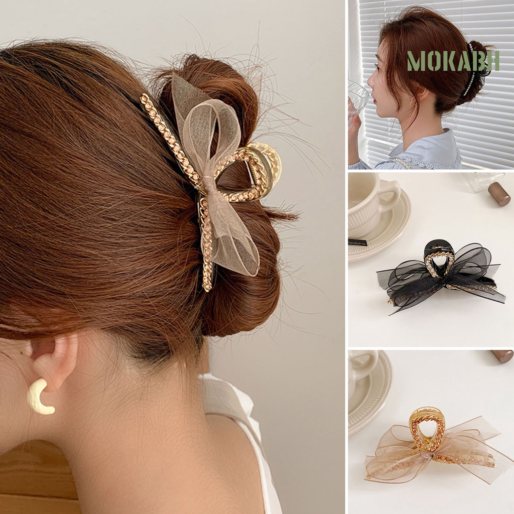 Kẹp Tóc Hình Nơ Đính Đá Màu Sắc Tươi Sáng Thanh Lịch