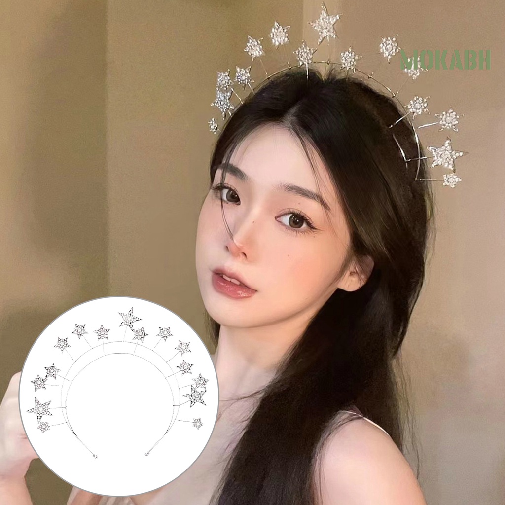 Băng Đô Cài Tóc Hình Vương Miện Đính Đá Lấp Lánh Dễ Thương Chống Trượt Phong Cách Hàn Quốc