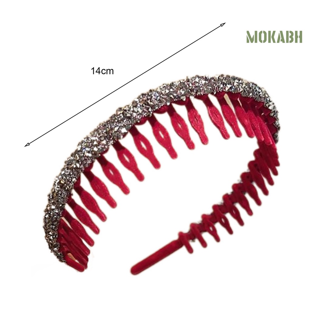 Băng đô cài tóc rửa mặt Chống Trượt Có Răng Hẹp Đính Đá Lấp Lánh