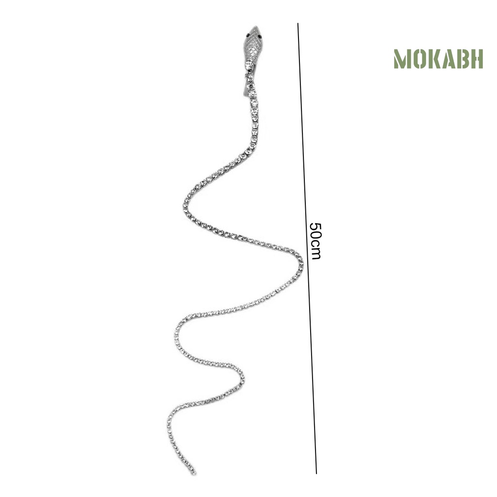 [Mok Abh] Kẹp Tóc Dạng Chuỗi Rắn Đính Đá Lấp Lánh Phong Cách Punk