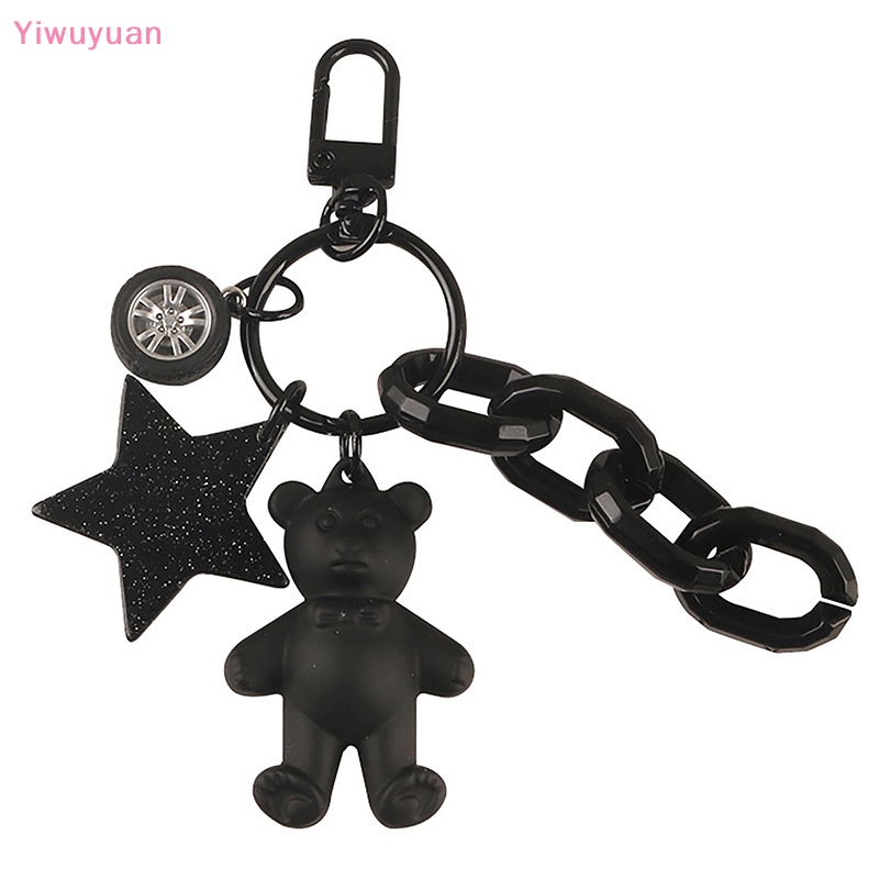 < Yiwuyuan > Móc Chìa Khóa Hình Trái Tim Gấu Thắt Nơ Hoạt Hình Trang Trí Ba Lô Xe Hơi Ch