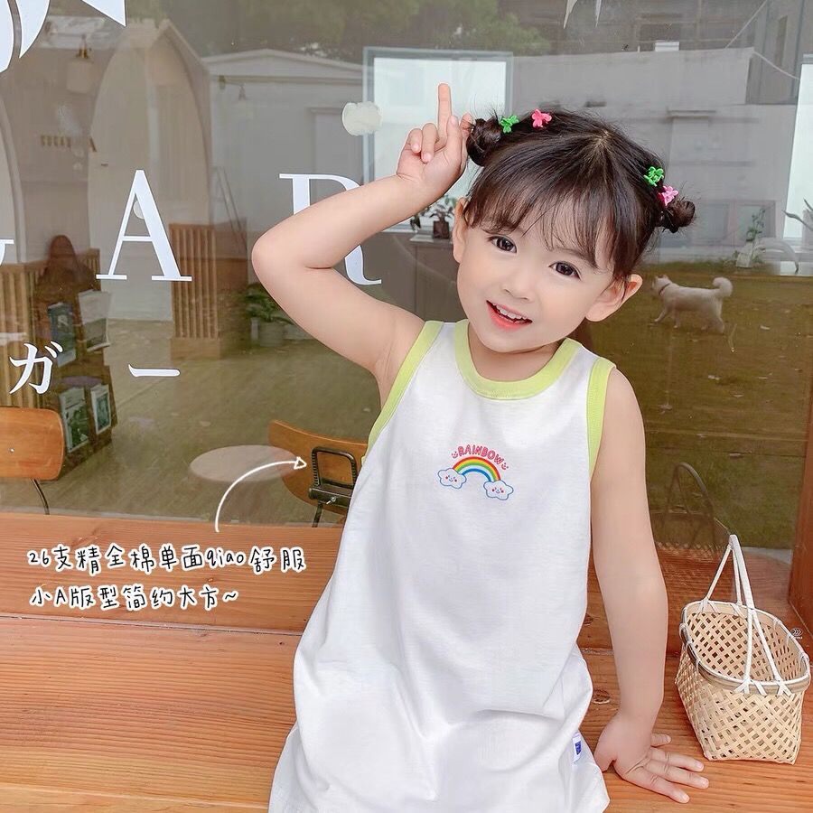 Đầm Hai Dây cotton Mùa Hè Hàn Quốc Mới Cho Bé Gái 2023