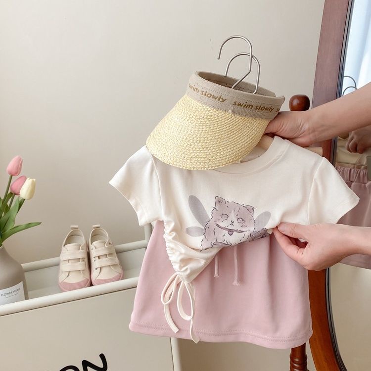 Set Áo Thun Tay Ngắn Và Chân Váy Thời Trang Hè 2023 Mới Cho Bé Gái