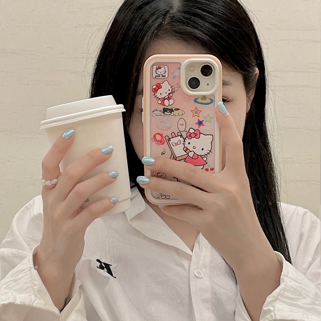 Ốp Điện Thoại Cứng Trong Suốt Họa Tiết Hoạt Hình Hello Kitty Dễ Thương Chống Sốc Cho iPhone 14 13 12 11 Pro Max