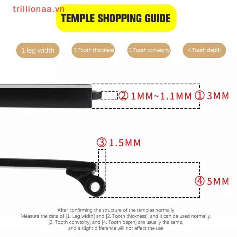 1 Cặp Kính Mát Trillionaaa Thay Thế Chống Trượt Bằng Kim Loại