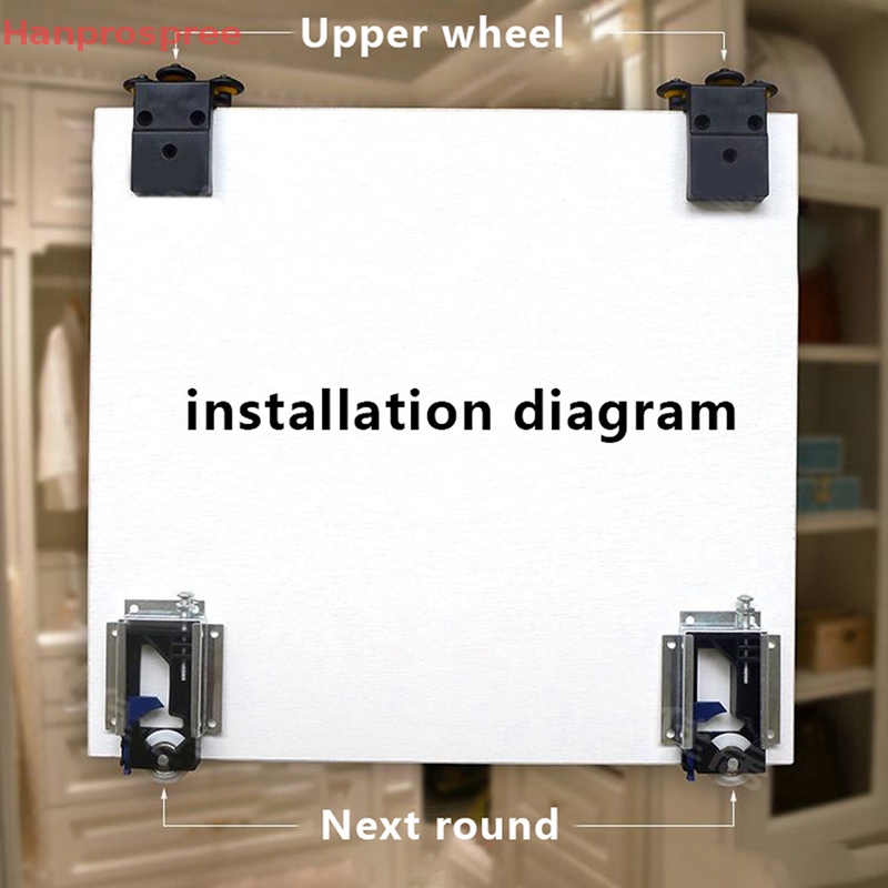 Hanprospree > Bánh Xe Trượt Ở Trên / Dưới Cho Tủ Quần Áo / Runner / Hướng Dẫn Gắn Cửa Trượt