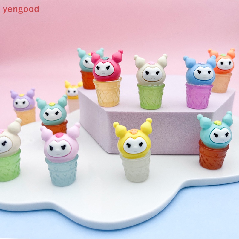 Bộ 2 Ly Kem Mini Bằng Nhựa Resin Dạ Quang In Hoạt Hình Dễ Thương Dùng Trang Trí