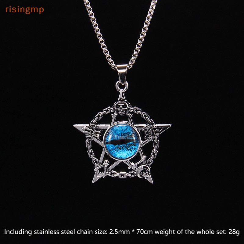 [risingmp] Vòng cổ Mặt Hình Đầu Lâu Bằng Thép Không Gỉ Phong Cách Hip Hop Cổ Điển Cho Nam Và Nữ