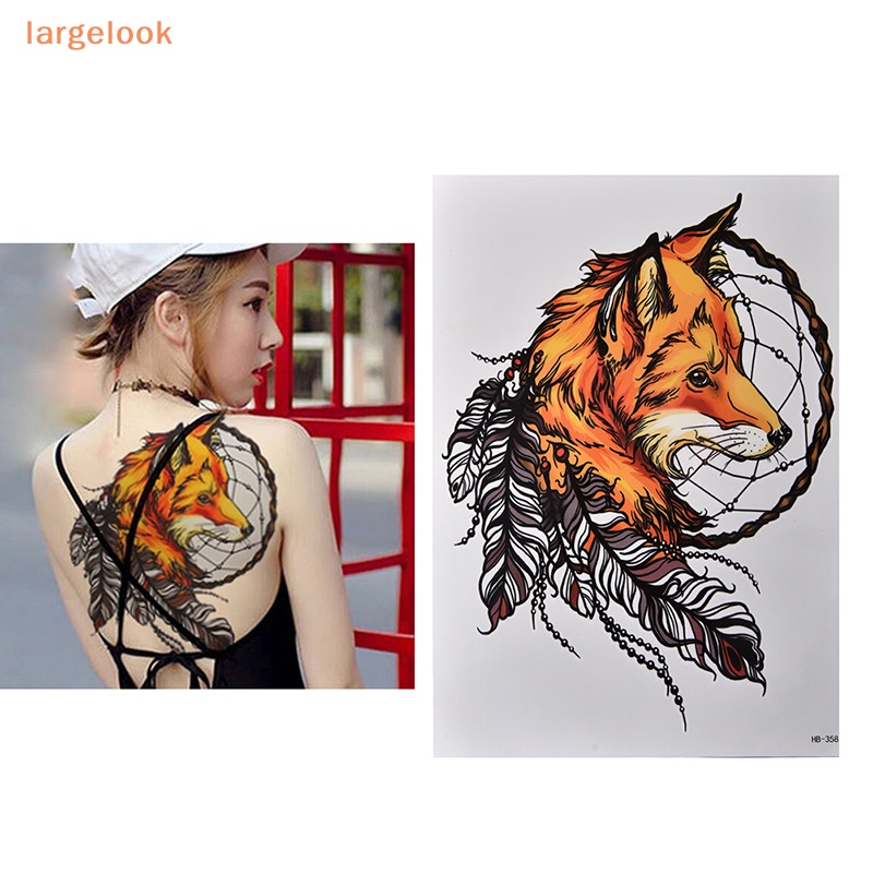 Hình Xăm Dán Tạm Thời Họa Tiết Dreamcatcher / Cáo Cỡ Lớn Chống Thấm Nước