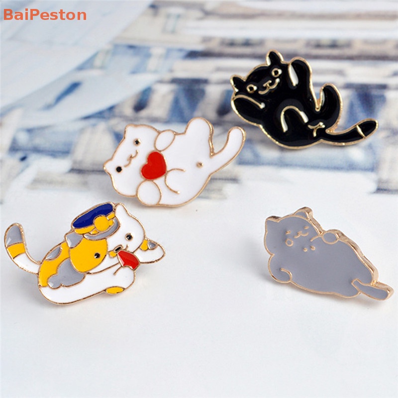 Set 4 Ghim Cài Áo Hình Mèo Hoạt Hình Tráng Men Cho Nữ