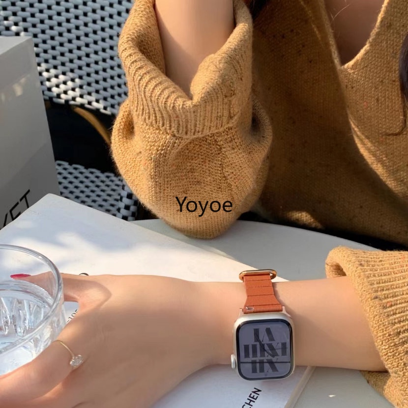 Dây Đeo Đồng Hồ Bằng Da Mỏng Từ Tính 45mm 41mm 44mm 42mm 38mm Cho iWatch Ultar 49mm 8 7 6 SE 5 4 3 2 1 40mm