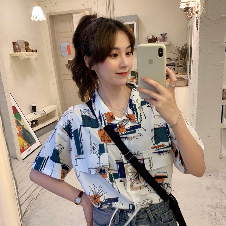 NRVP Áo Sơ Mi Ngắn Tay Thời Trang Hàn Quốc Dành Cho Nữ