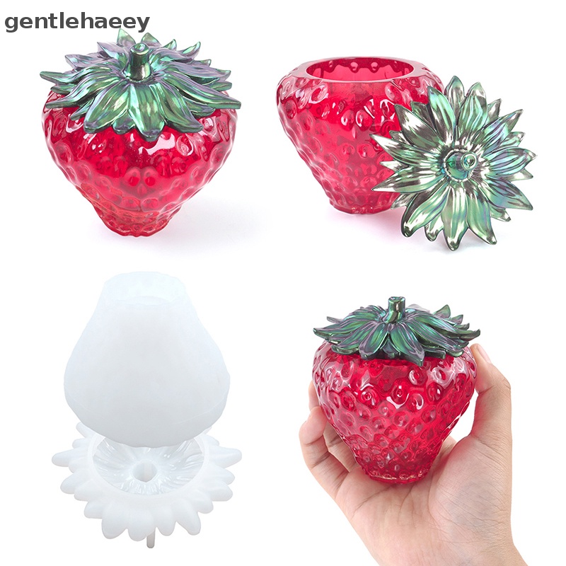 Khuôn Silicone Làm Trang Sức Hình Trái Dâu Tây Có Nắp Đậy Tiện Dụng