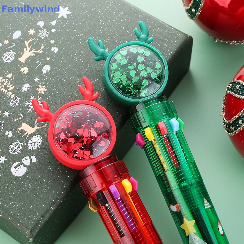 Bút Bi 10 Màu Họa Tiết Giáng Sinh Dễ Thương