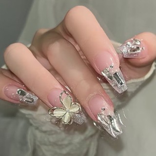  Móng Tay Giả Đính Đá Opal Hình Bướm Cực Quang Độc Đáo 