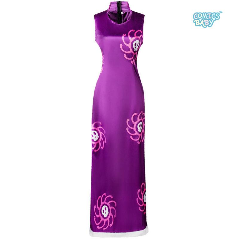 Anime ONE PIECE Boa Hancock Cosplay Costume Snake Princess cheongsam Long Sleeve Kimono Women Dress  Halloween Uniform Suit