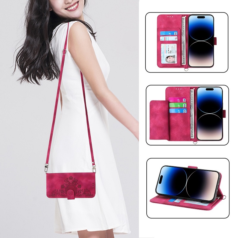 Cho iphone 15 pro max 15 pro 15 plus 14 pro max 13 Giá Đỡ Bao Da Điện Thoại Nắp Gập Dạng Ví Có Ngăn Đựng Thẻ Và Dây Đeo Chéo