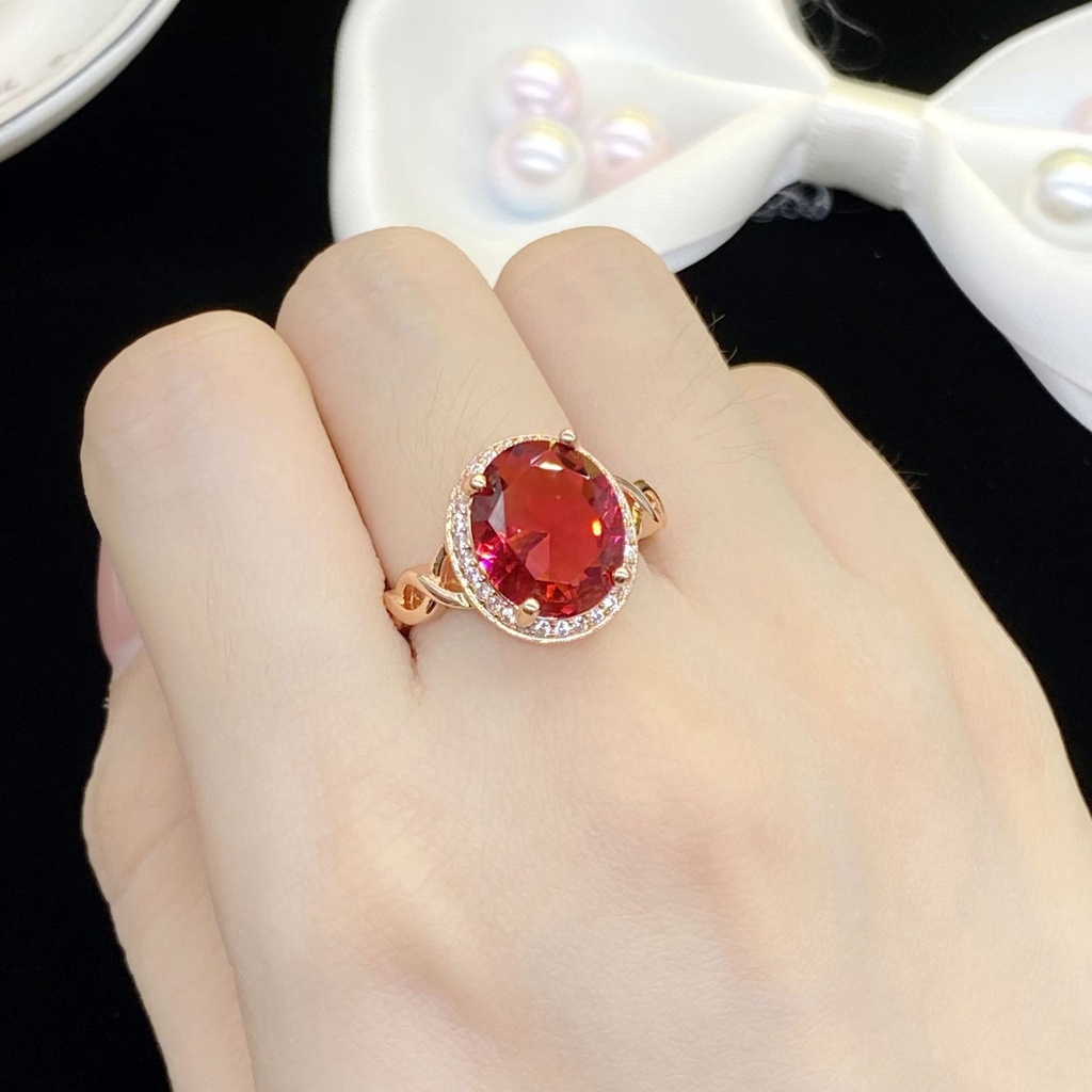 ♥ Hàng Mới Về Mới Nhẫn Đính Đá Rubellite Hình Oval Nhiều Màu Thời Trang Cao Cấp Cho Nữ