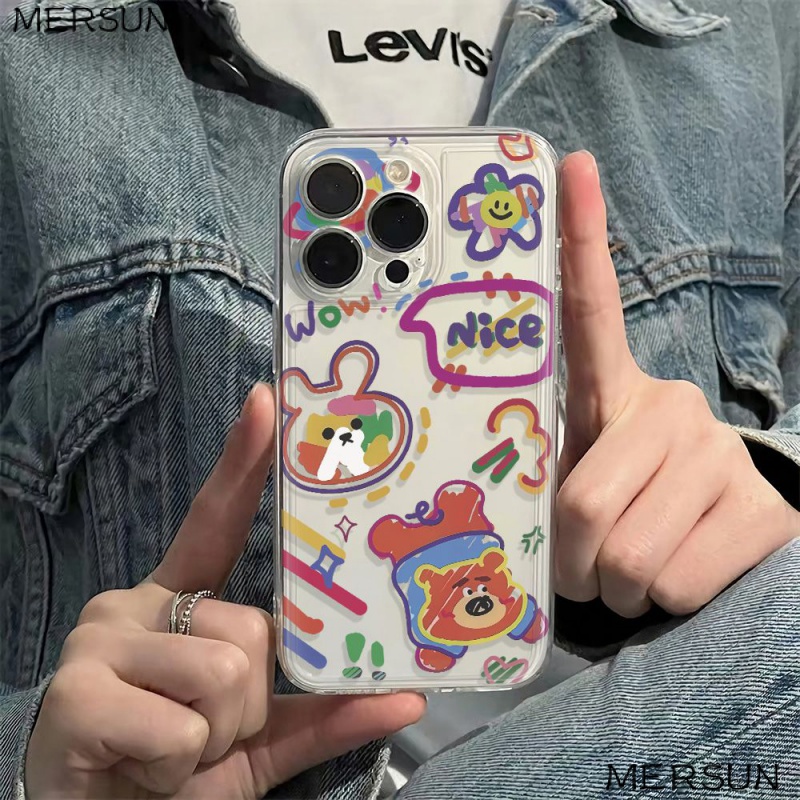 ✅Ốp Điện Thoại Pc Mềm Chống Sốc In Hình Gấu Thỏ 1378 max Apple plus iPhone1214pro 11 6In 4OPC