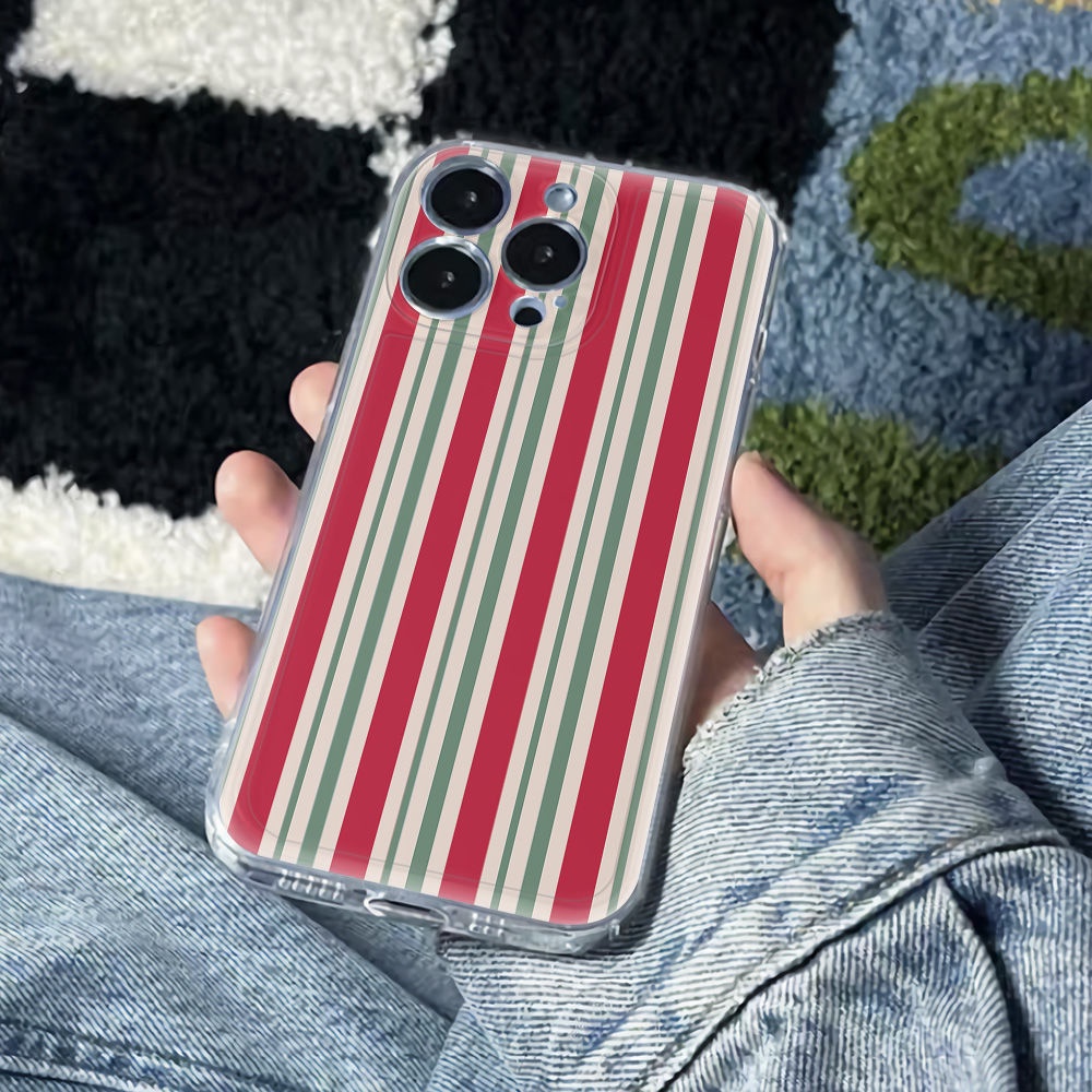 ✅Ốp Điện Thoại Mềm Chống Sốc Họa Tiết Kẻ Sọc Đơn Giản Phong Cách Retro Cho Apple 1378plus14pro iPhone12 6In 11 PKGP