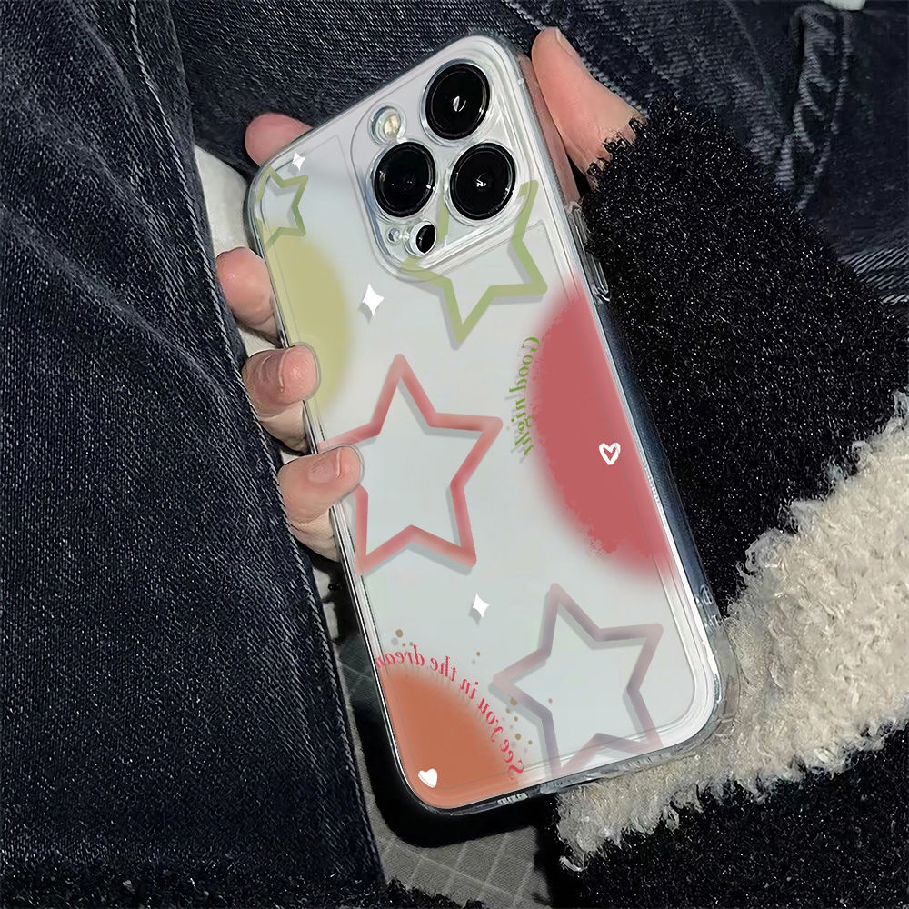 ✅Ốp Điện Thoại Dẻo Họa Tiết Ngôi Sao Năm Cánh Đơn Giản Chống Rơi Cho iPhone12plus 6Inmax14Pro 4W99 1178 13