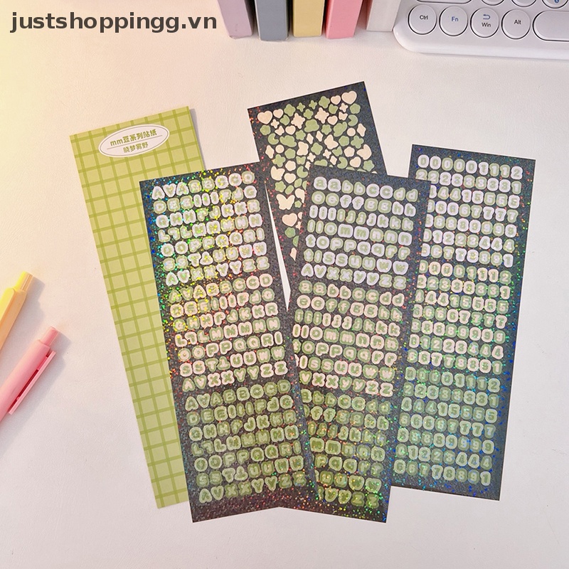 Set 4 Tấm Hình Dán Trang Trí Album Ảnh Hình Chữ Cái DIY