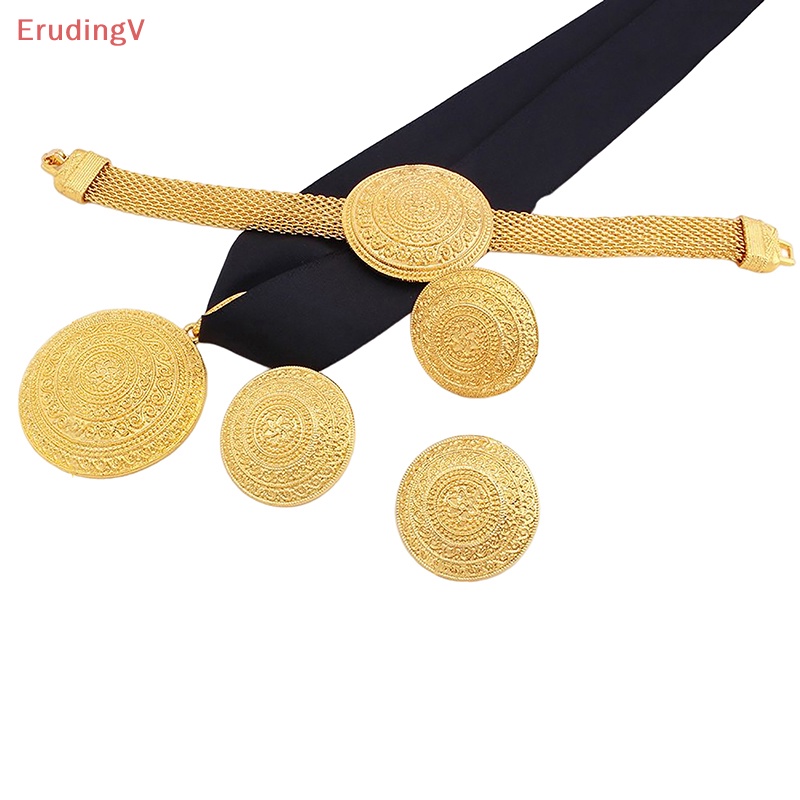 [ErudingV] Bộ Trang Sức Màu Vàng Đồng Châu Phi Mặt Vòng cổ Lớn Và Trang Sức Vòng Đeo Tay Ý Quà Tặng Đám Cưới [Mới]