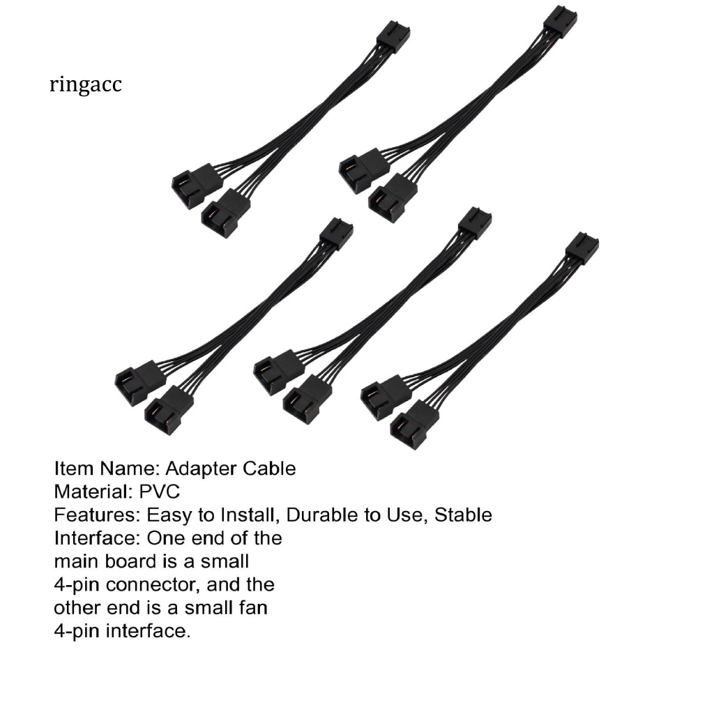 Rga Set 5 Dây Cáp Nối Dài Ổn Định Cho Quạt Máy Tính PC 4-Pin Chất Lượng Cao
