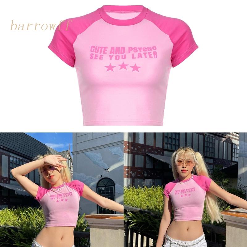 Áo Croptop Tay Ngắn Dáng Ôm In Họa Tiết Độc Đáo Thời Trang Quyến Rũ Cho Nữ