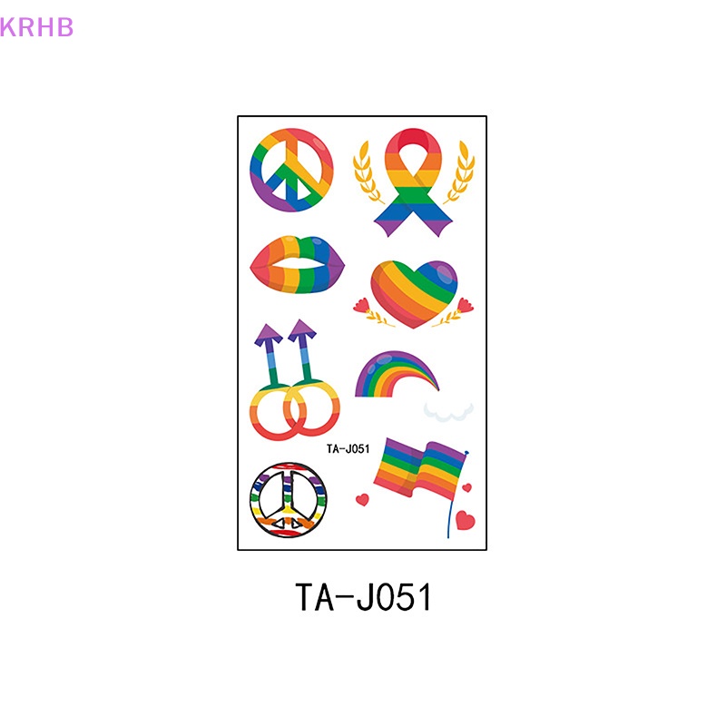 Miếng Dán Hình Xăm Tạm Thời KRHB Rain Pride LGBT Chống Thấm Nước Mới