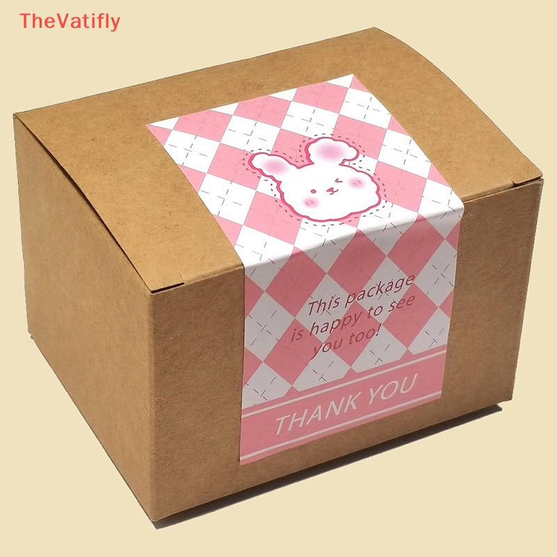 Bộ 50 Miếng Dán Hình Chữ Nhật 10CM * 5CM In Họa Tiết Gấu / Chữ Thank You Dùng Gói Quà