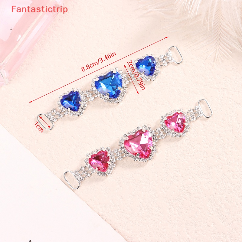 [Fantastictrip] 1 Khóa Dây Xích Đồng Đính Đá Acrylic Hình Trái Tim Trang Trí Quần Áo / Giày Đi Biển / Trang Trí Đám Cưới Mới