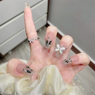 Set 24 Móng Tay Giả Đính Đá Mắt Mèo 3D