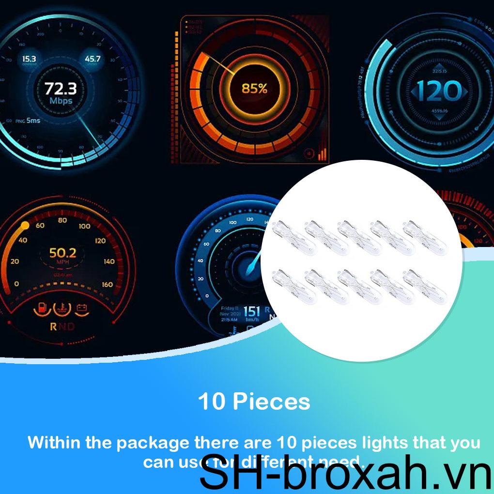 Set 10 Bóng Đèn Cách Nhiệt T5 12V 1 2W Cho Xe Hơi
