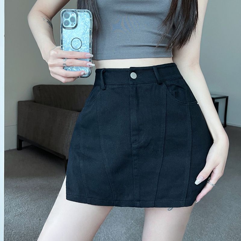 COZOK Chân Váy Lưng Cao Màu Trơn Phong Cách retro Gợi Cảm Thời Trang