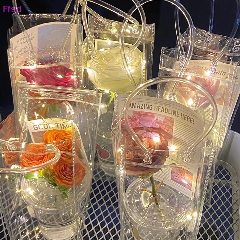 Túi Tote Bằng PVC Trong Suốt Họa Tiết Hoa Dùng Đựng Hoa DIY