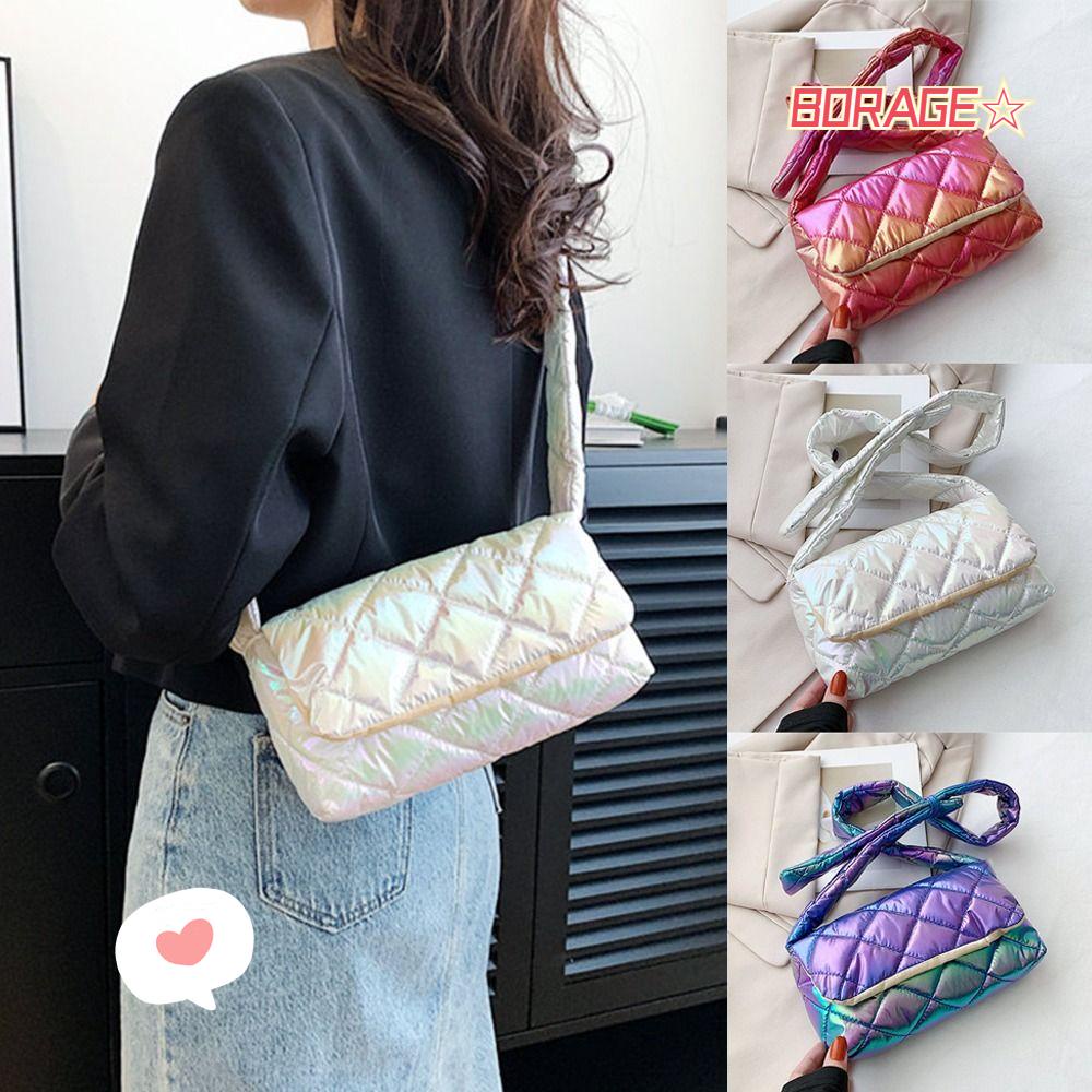 Túi Đeo Vai BORAG Vải Cotton Họa Tiết Kẻ Sọc Thời Trang Mùa Đông