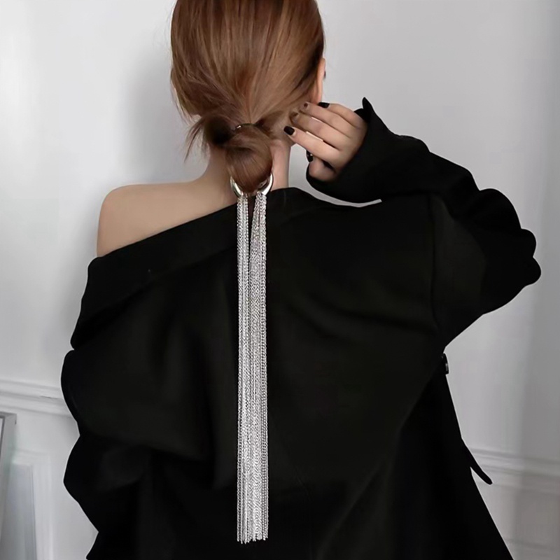 Dây Chuỗi Dài Màu Bạc Tua Rua Dùng Trang Trí Tóc Thời Trang DIY