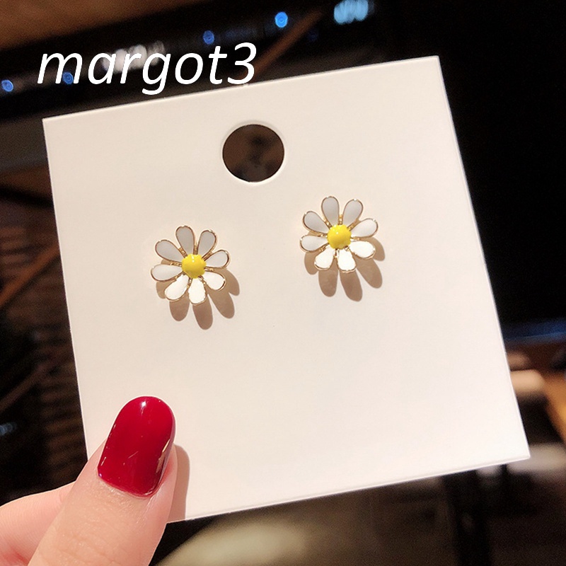 Bông Tai Dáng Dài Hình Hoa Cúc Đính Đá Opal Kiểu Hàn Quốc Thời Trang Cho Nữ