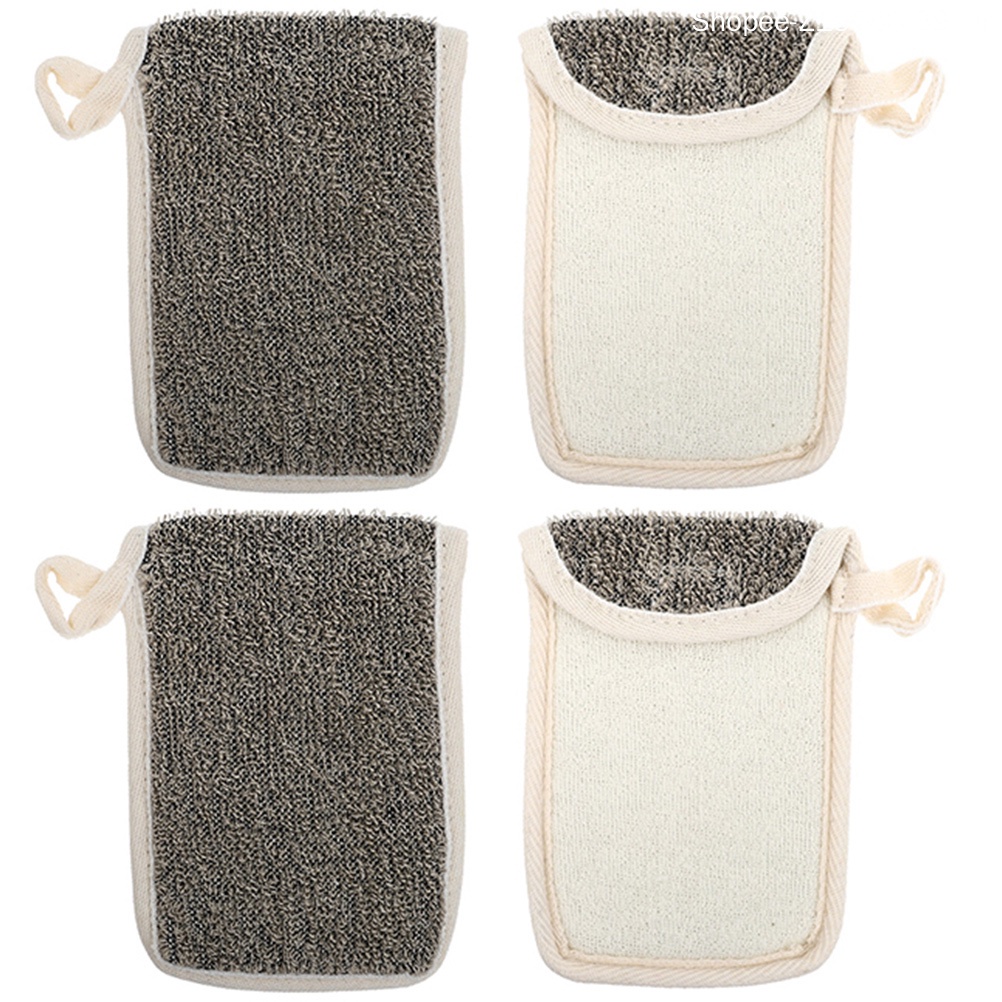 Set 4 Túi Lưới Xơ Mướp Màu Đen Đựng Xà Phòng Tẩy Tế Bào Chết Toàn Thân