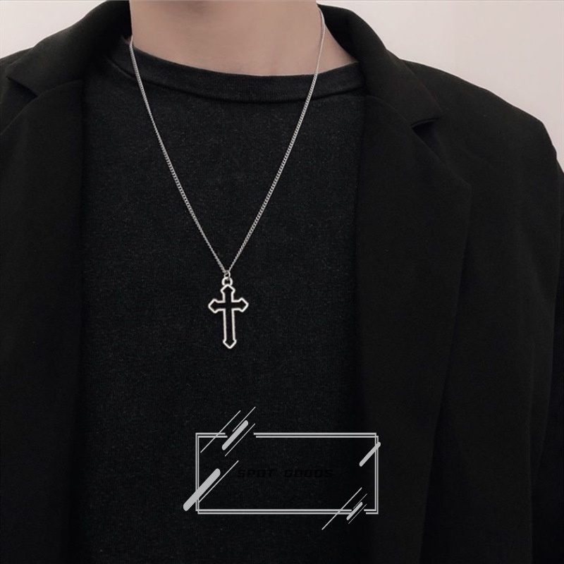 Vòng cổ Sợi Xích Mặt Thánh Giá Phong Cách hip hop Châu Âu Đơn Giản Cá Tính