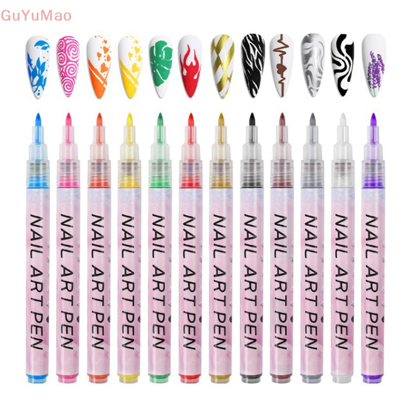 1 Cây Bút Vẽ Móng Nghệ Thuật Chống Nước UV Gel 12 Màu