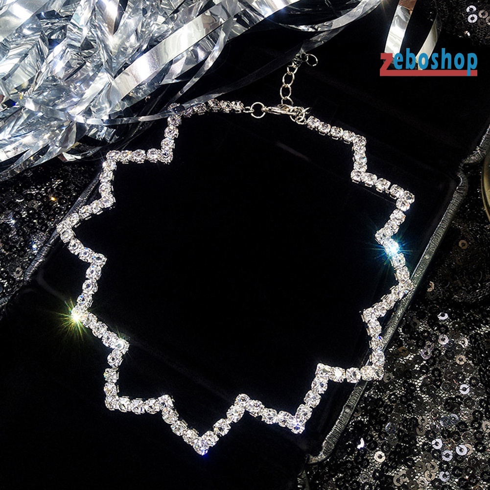 Vòng Cổ Choker Đính Đá Lấp Lánh Gợn Sóng Phong Cách Gothic Quyến Rũ Cho Nữ